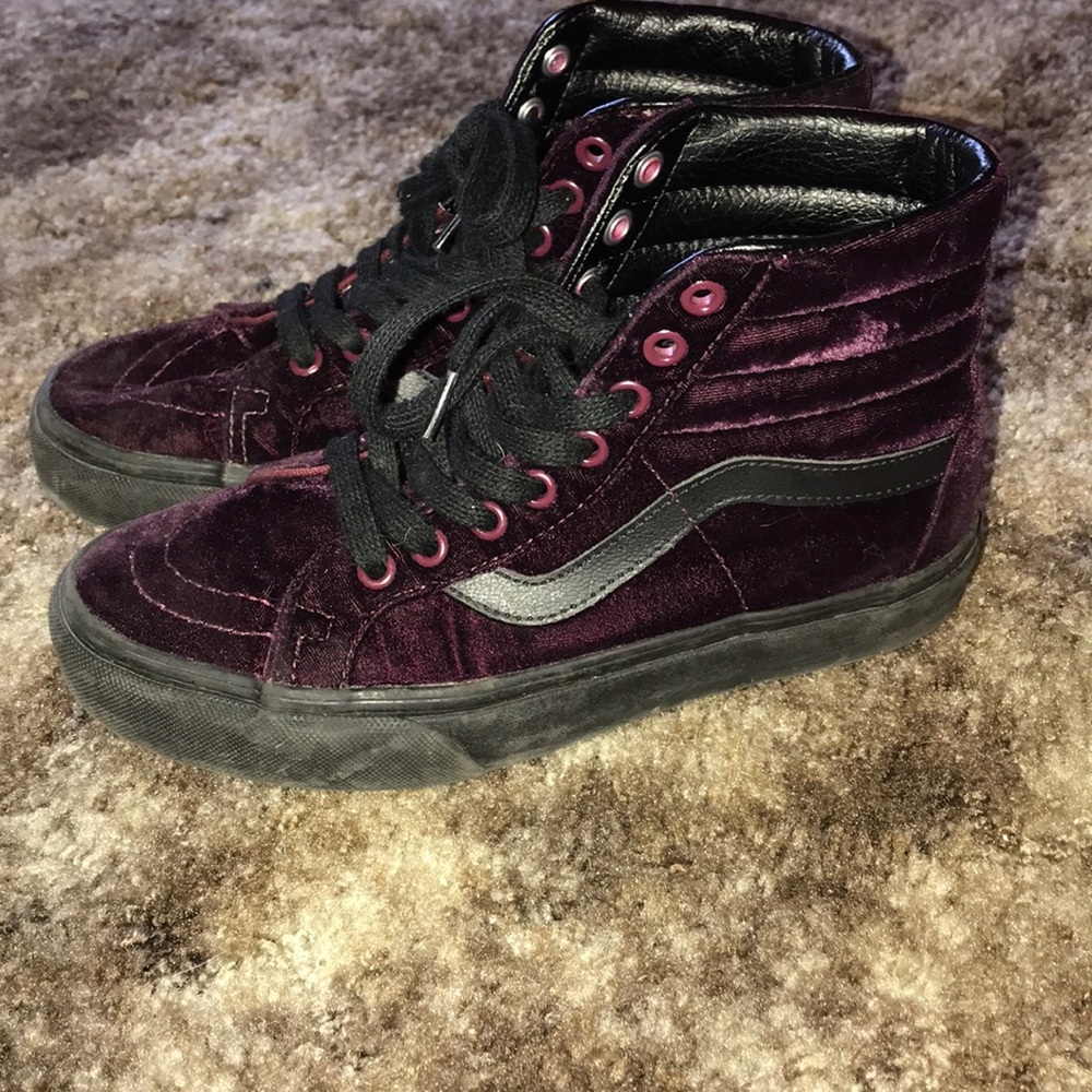 Deep purple velvet hight top vans